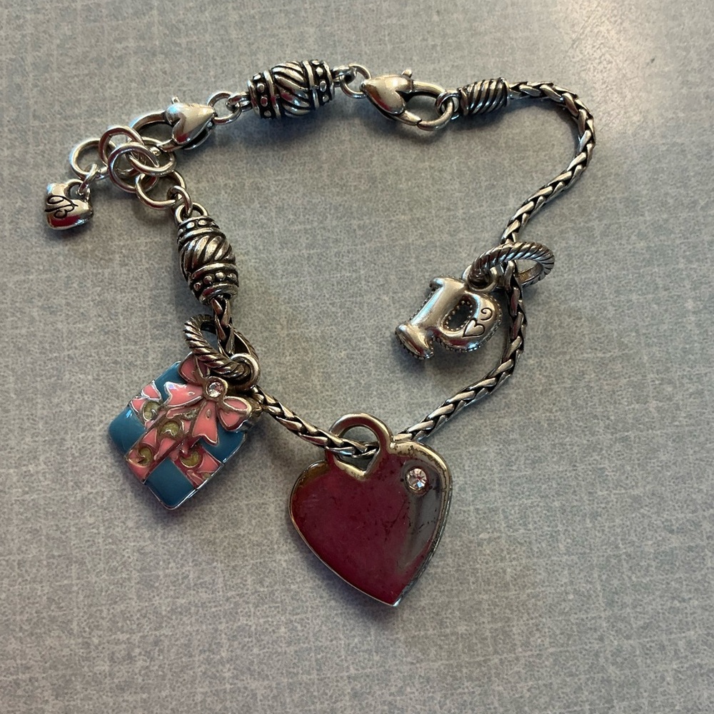 Brighton charm silver toned Heart Charm Bracelet